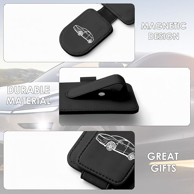 Model Y Sunglass Holder Clip Compatible with Tesla Model Y Juniper Interior Accessories Organizer Eyeglass Hanger Visor Ticket Card Decor Sunglasses Holders Part De Decorations (Black)