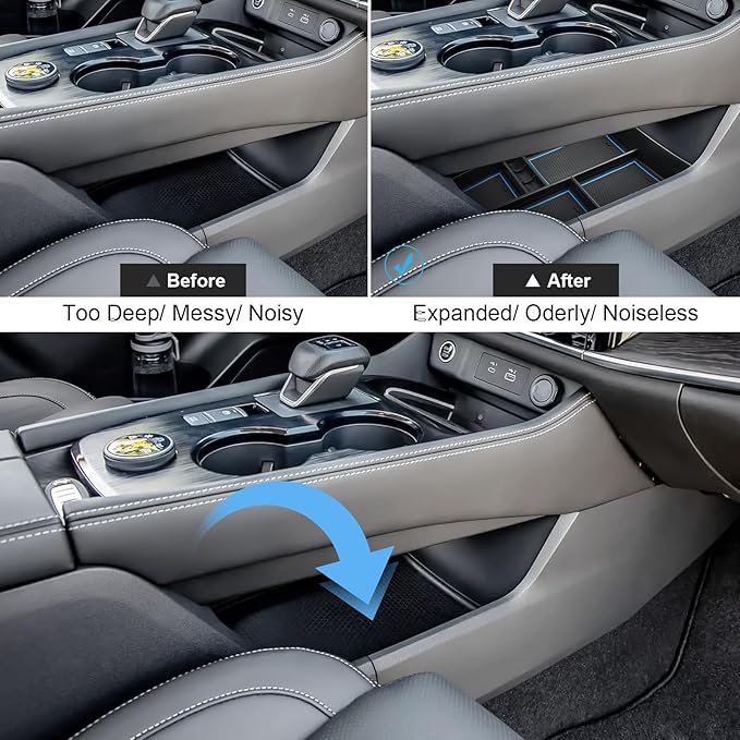 2021-2026 Rogue Center Console Organizer Lower, for Nissan Rogue (S/SV/SL/Platinum/Rock Creek/Dark Armor), Durable ABS &Anti-Slip Rubber Console Tray Insert 2026 2025 Rogue Accessories (Blue)