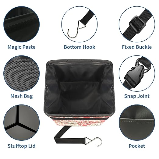 Car Trash Can – Lightweight and Portable with Durable Water-Resistant Coating, No Installation Required, Practical and Ample Capacity,Car Accessories Interior Car Organizer. Cactus