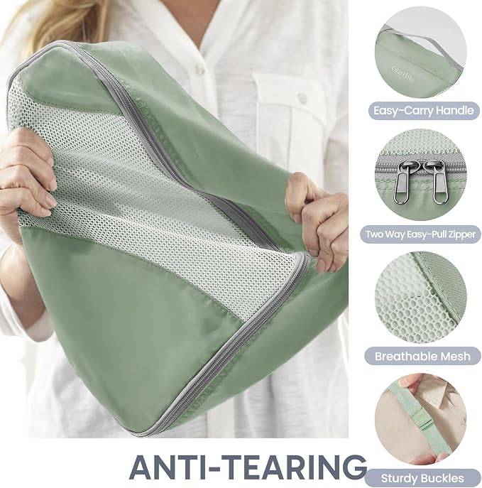 OlarHike 10 Set Packing Cubes for Travel, Gifts for Women Mom,Anti-Tearing Suitcase Organizer with Over-1000 pack Mesh Holes, Vacation Essentials & Accessories for Cruise Ship
