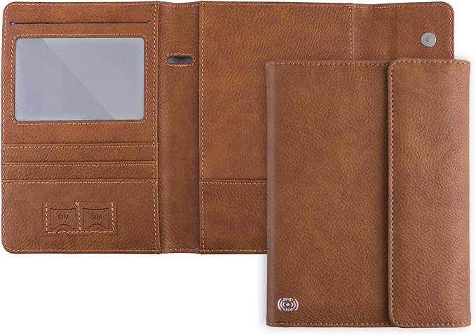 WALNEW RFID Passport Holder Travel Organizer, Fits International Driving Permit (IDP), PU Leather Document Holder for One Passport, Stylish Travel Accessory, Brown