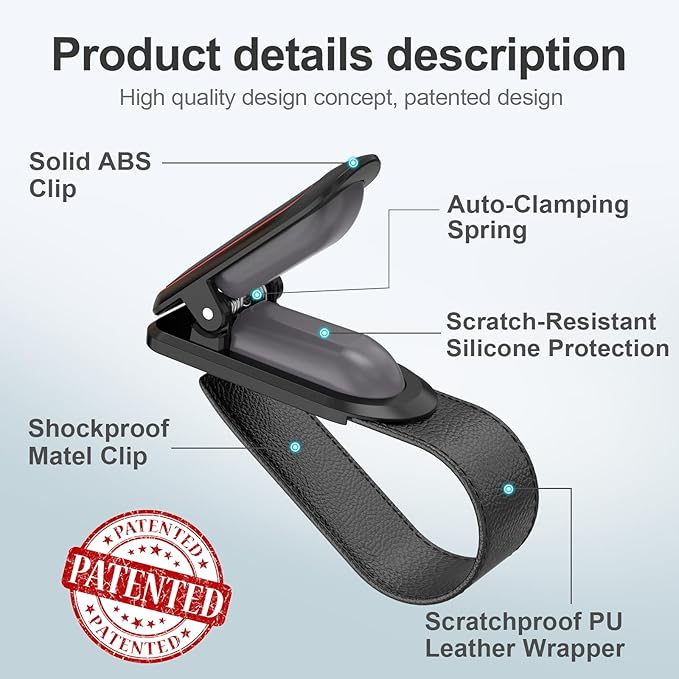 Veharvim Sunglass Holder for Car (2 Pack, One-Handed Operation, Gentle & Secure Hold, Silicone Padded, Universal Fits Sunglass and Car Visor) - Sunglasses Clip for Car Visor (Black & Red, 4 Pack)