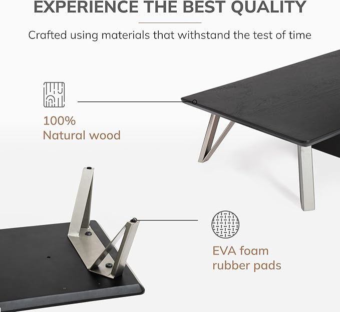 Anji Mountain Monitor Stand - Desktop Organizer & Laptop Riser, Ergonomic Monitor Riser, Space-Saving Monitor Stand for Desk, Durable Construction, Easy Assembly, Ideal for Home & Office,Black
