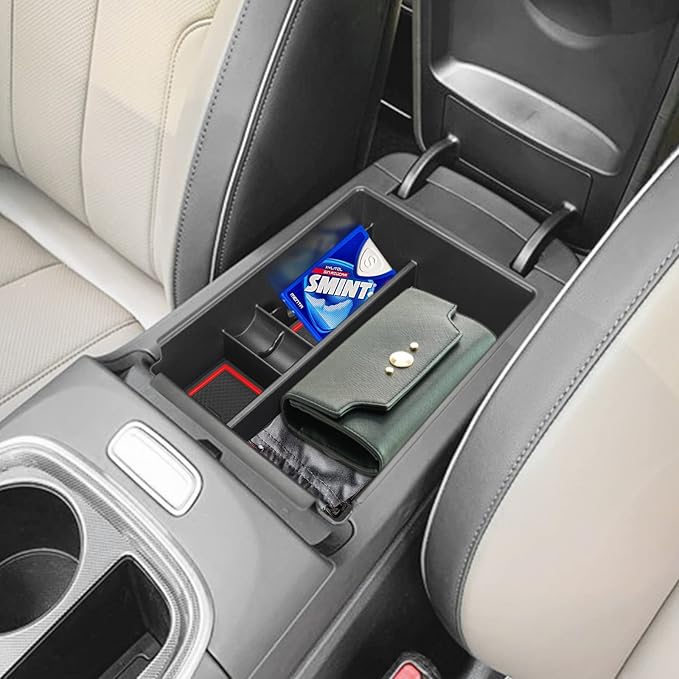 POSAID Center Console Organizer for 2022 2023 2024 Hyundai Santa Cruz Center Console Armrest Tray for 2022 Hyundai Tucson NX4 Storage Box Insert Tray with Coin Holder, Red Trim