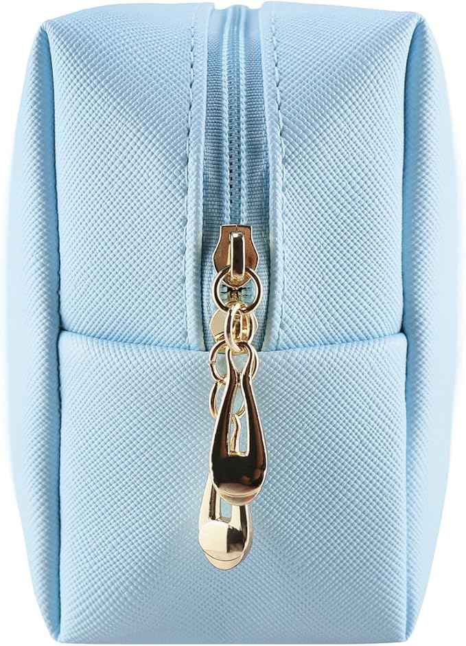 Small Makeup Bag Portable Cosmetic Bag for Women Makeup Pouch Waterproof Toiletry Bag for Travel (Bright Blue, Normal)