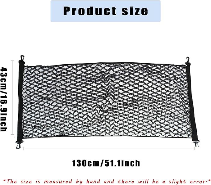 Truck Bed Cargo Net Nylon Universal Heavy Duty Truck Storage Mesh Pouch Pickup Cargo Organizer Trunk Mesh Cargo Net (51x18 Inch)