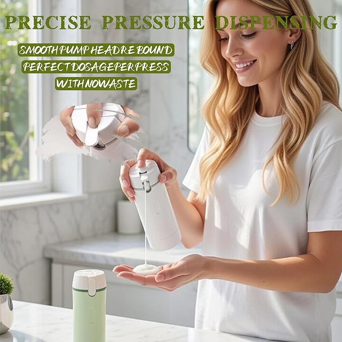 4 in 1 Travel Dispenser, 4 Pack 30ML Travel Bottles for Toiletries With label, Leak Proof Travel Size Containers, Portable Containers for Shampoo Lotion Conditioner Cream (Green)