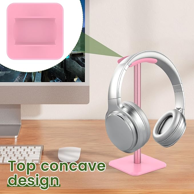 Headphone Stand, Universal Gaming Headset Holder, Portable & Disassemblable, Pink