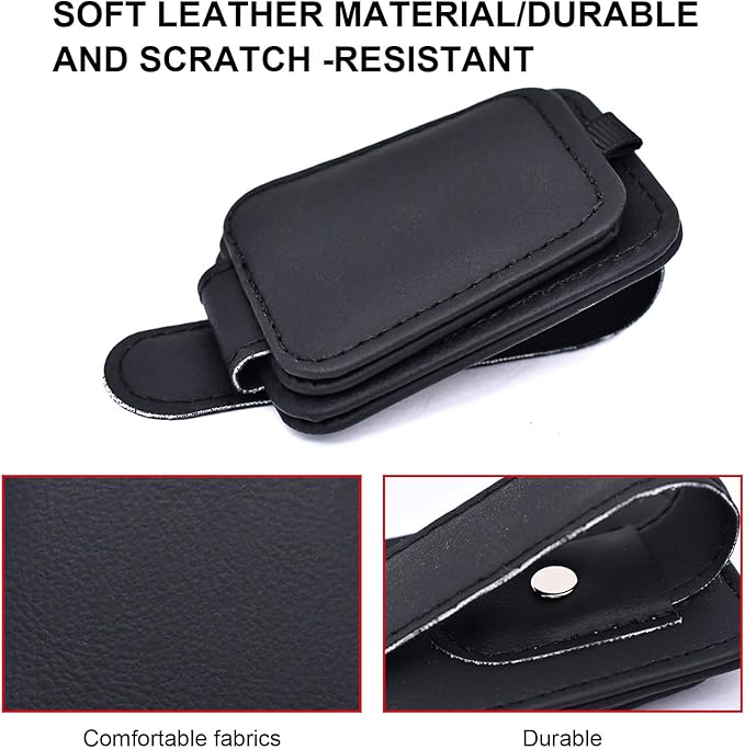 2 Pack Leather Car Visor Sunglass Holder, Magnetic Leather Glasses Eyeglass Hanger Clip for Car, Sunglass Clip Glasses Holder for Car Visor
