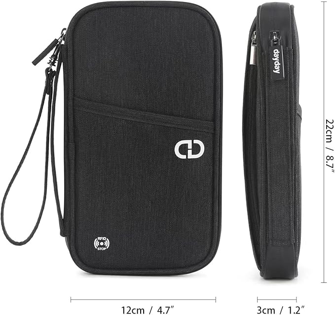 Travel Passport Holder - Family Passport Wallet Holder, Lightweight Portable Travel Document Organizer Passport Card Cover with Zipper Pocket (Black)