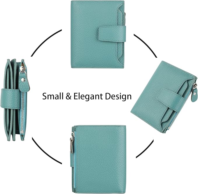 Lavemi Small Compact Women Wallet RFID Blocking Genuine Leather Bifold Purse with ID Windows