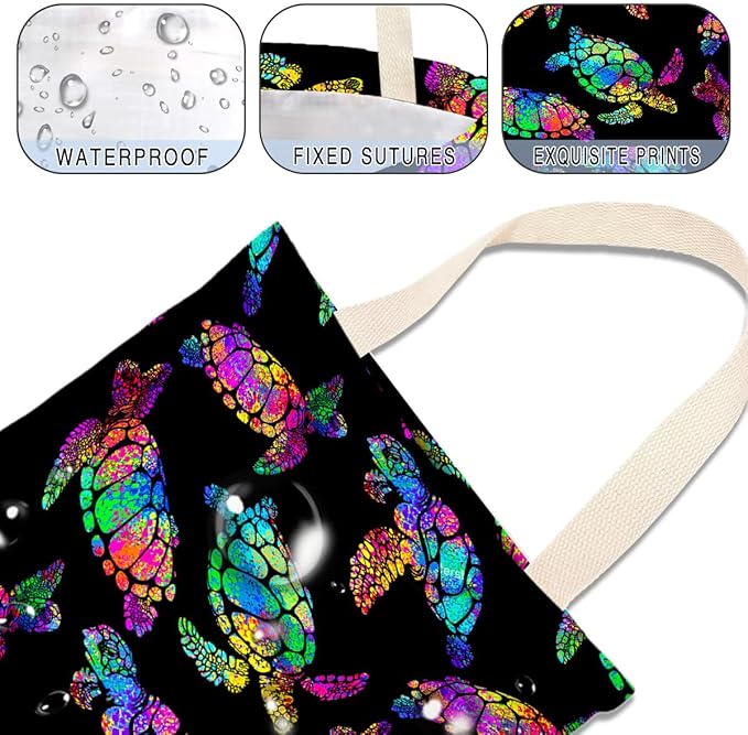 IRADA Car Trash Bag Hanging No Snap Small Garbage Bag for Car Back Seat - Cute Printed One-handed Strap Trash Bags - Rainbow Turtle