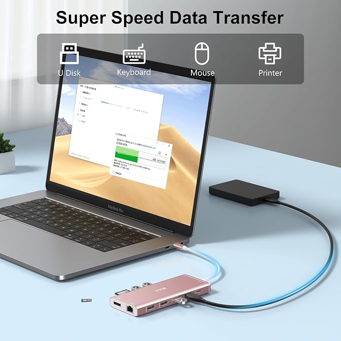 USB C Laptop Docking Station Dual Monitor HDMI for Dell/Lenovo/HP Laptop 14 in 1 USB C Hub Multiport Adapter Dongle Dock USB C to 2 HDMI 4K+DisplayPort+Ethernet+4USB+2USB C+100W PD Charger+SD/TF+Audio