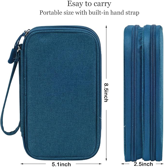 CAAORDKSO Electronics Organizer Pouch, Travel Cable Organizer Bag Waterproof Portable Electronic Accessories Organizer Case for Cable, Cord, Charger, Phone, Power Bank, Earphone (Dark Green, Large)