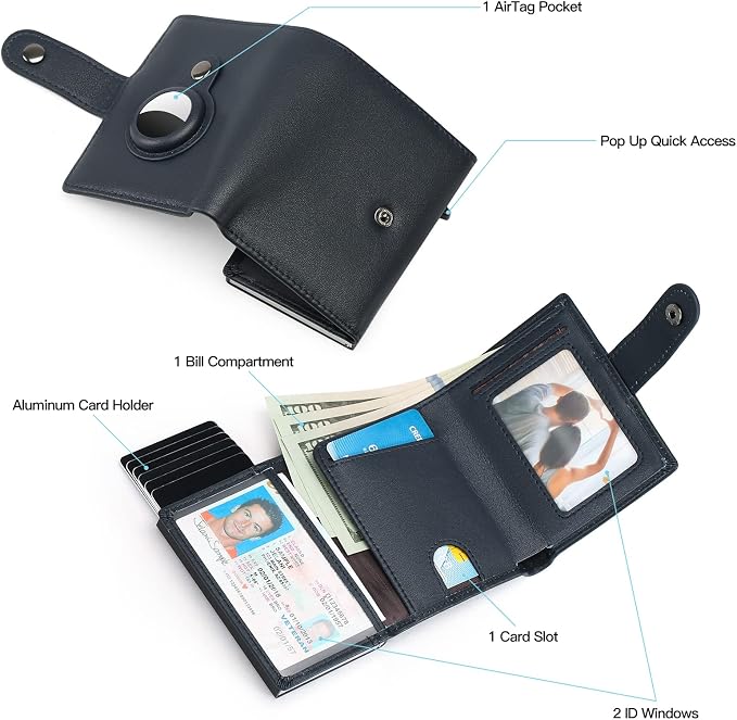 FALAN MULE Wallet for Men Genuine Leather AirTag Wallet RFID Blocking Credit Card Holder Minimalist Wallet with Gift Box
