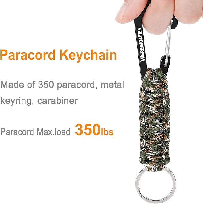 WEREWOLVES Paracord Keychain with Carabiner, Lanyard Clip for Keys