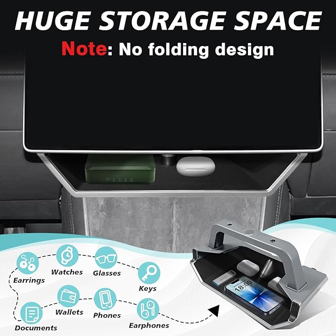 BestEvMod for 2026+ Tesla Model Y Juniper/2026 2025 2024+ Model 3 Highland Upgrade Under Screen Storage Strong Magnet Install No Tape Needed with Protective Edge for Screen Corners OEM Design