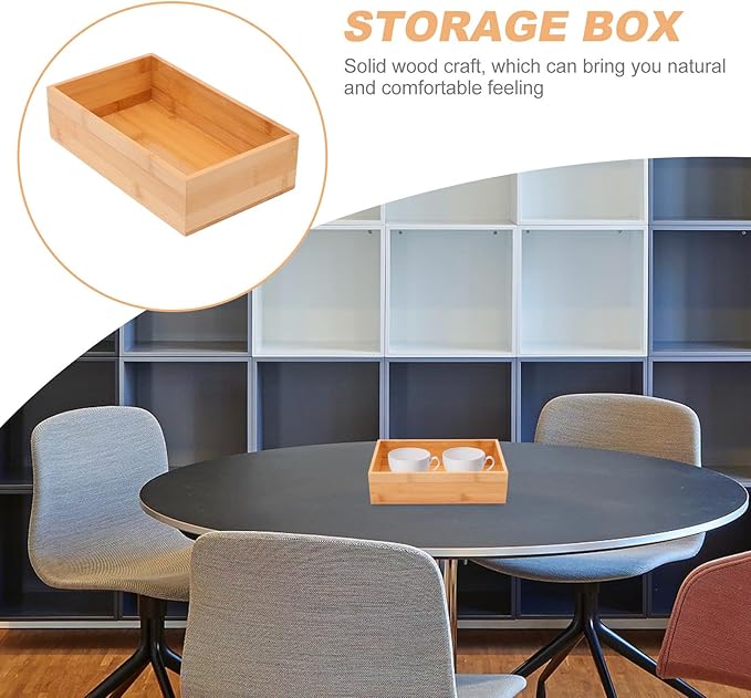 Uonlytech Storage Box for Desktop Sundries, Natural Wood Organizer Container, Home Décor Accent for Office and Living Room Storage