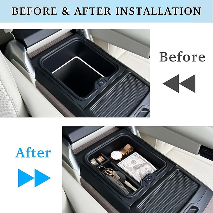 Center Console Organizer for 2023-2026 Range Rover & Range Rover Sport (with Refrigerator), Armrest Storage Box Insert Tray Interior Accessories