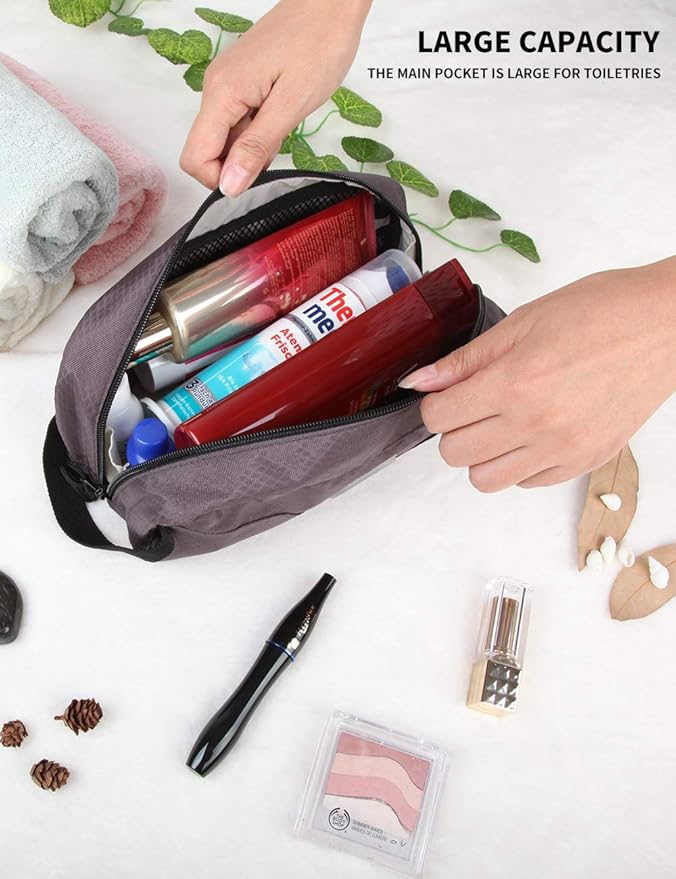 GOX Small Travel Toiletry Bag, Dopp Kit Case For Men, Multifunction Cosmetics Organizer Pouch (Grey)