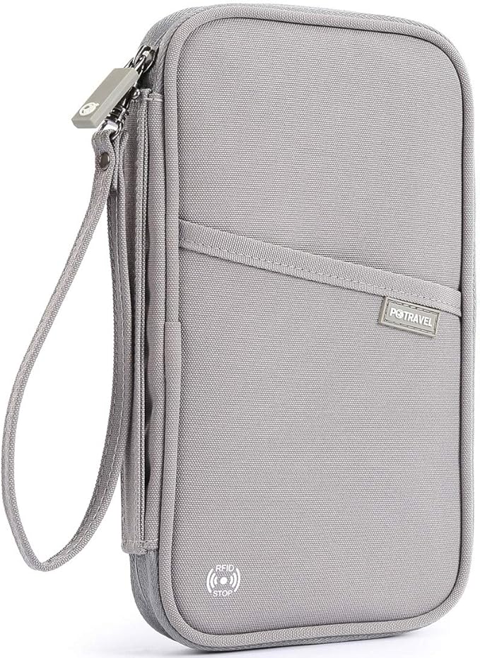 VanFn RFID Travel Passport Wallet, Family Passport Holder, Trip Document Organizer P.Travel Series (Nylon - Grey)