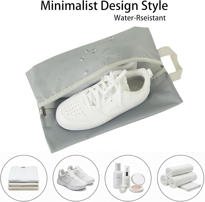 6pcs Portable Shoe Organizer, Travel Pouches with Zipper, Golf Shoe Bags, Clothes Bags, Soccer Cleats Bag Shoe Pouch for Gym, Waterproof, Odor-Resistant (Grey)