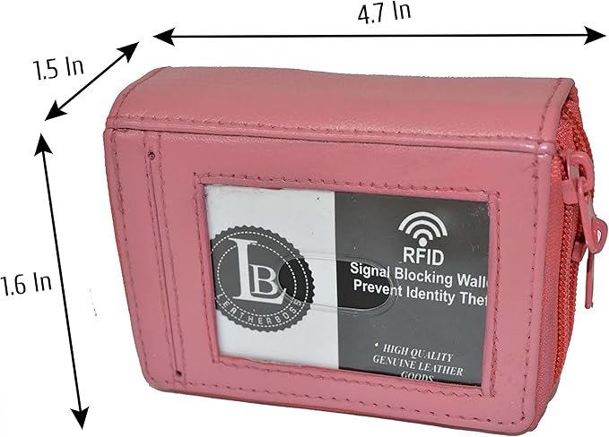Leatherboss Leather RFID Identity Safe Double Zippered Accordion Wallet