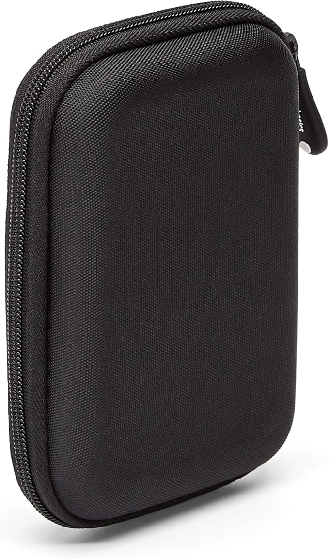 Amazon Basics Portable External Hard Drive Carrying Case with Mesh Storage, Protection, Secure Strap, Black
