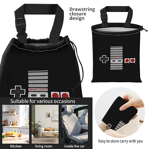 Car Trash Bag Large Hanging Can for Back of Seat, Cute Waterproof Car Garbage Bag for Vehicle, Travelling, Outdoor Game Console Buttons