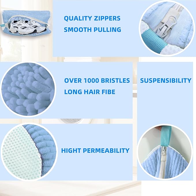 Shoe Washing Machine Bag Laundry Shoe Bag for Washer and Dryer Reusable 2pc Shoe Cleaning Bags for Sneakers 360° Deep Cleaning Machine for All Shoes Types With Self-locking Zipper