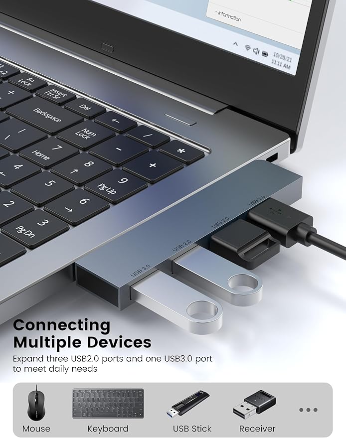 USB Hub 2Pack Right Model, Fidioto 4-Port USB Hub(1 * 3.0 Port, 3 * 2.0 Port) USB Splitter USB Expander for Laptop, Xbox, Flash Drive, HDD, Console, Printer, Camera,Keyborad, Mouse