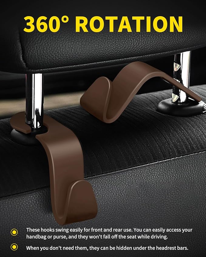 8 Pack Car Seat Headrest Hooks with 44 Pounds Load Capacity, Hangers Storage Organizer Universal Car Interior Accessories for Handbags Water Bottles Purse Coats Umbrellas, Wine Red
