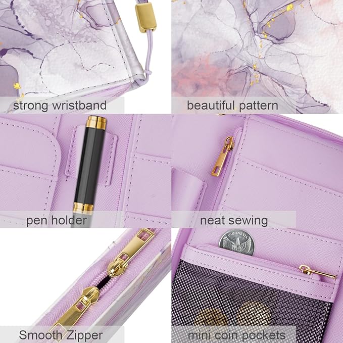 Family Passport Holder Wallet RFID Blocking Document Organizer PU Leather Mulit-purpose Travel Wallet Credit Cards Case for Women Men, Smokey Purple