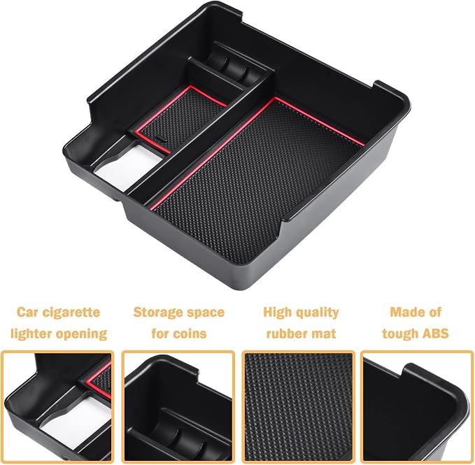 Center Console Organizer Fit Nissan Frontier 2022-2026, Red Trim | Compatible with Frontier 2022 2023 2024 2025 2026, Pickup Truck Armrest Secondary Storage Box, ABS Insert, Glove Box Tray