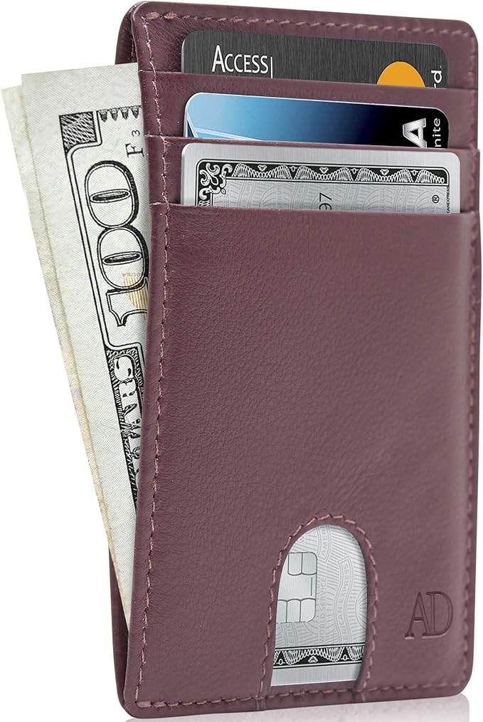 Access Denied REAL LEATHER Slim Minimalist Mens Wallet - Thin Front Pocket RFID Credit Card Holder Wallets For Men Holiday Gifts For Him