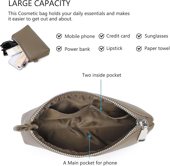 PU Leather Makeup Simple and Convenient Handbag Small Exquisite Storage Bag (PU/Tea Color)