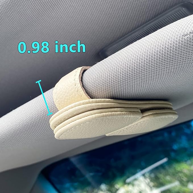 Visonx Sunglass Holder for Car Visor Clip, Magnetic Leather Eyeglass Hanger Clip for Car, Square Car Visor Accessories (White)