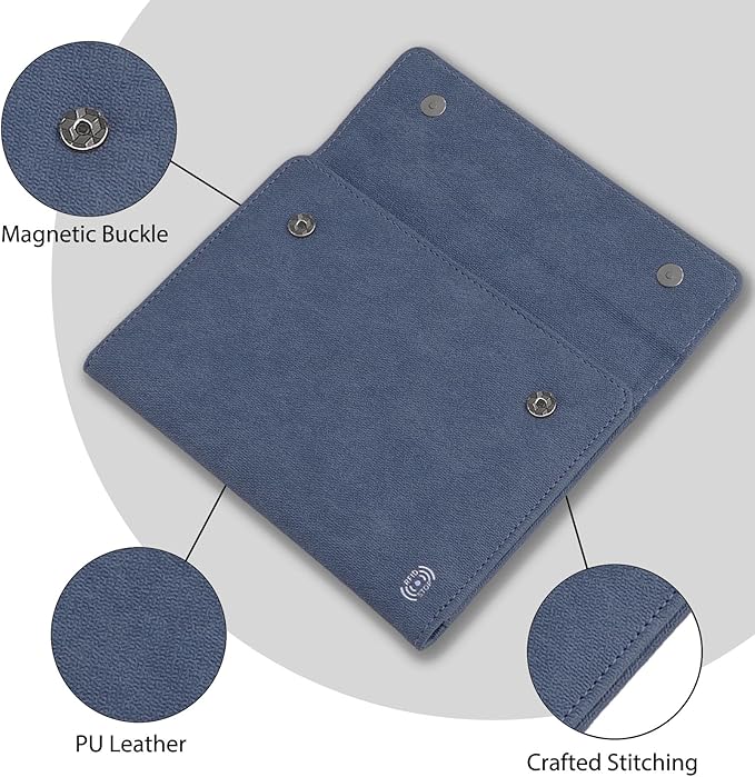 WALNEW RFID Passport Holder Travel Organizer, Fits International Driving Permit (IDP), PU Leather Document Holder for One Passport, Stylish Travel Accessory, Dark Blue