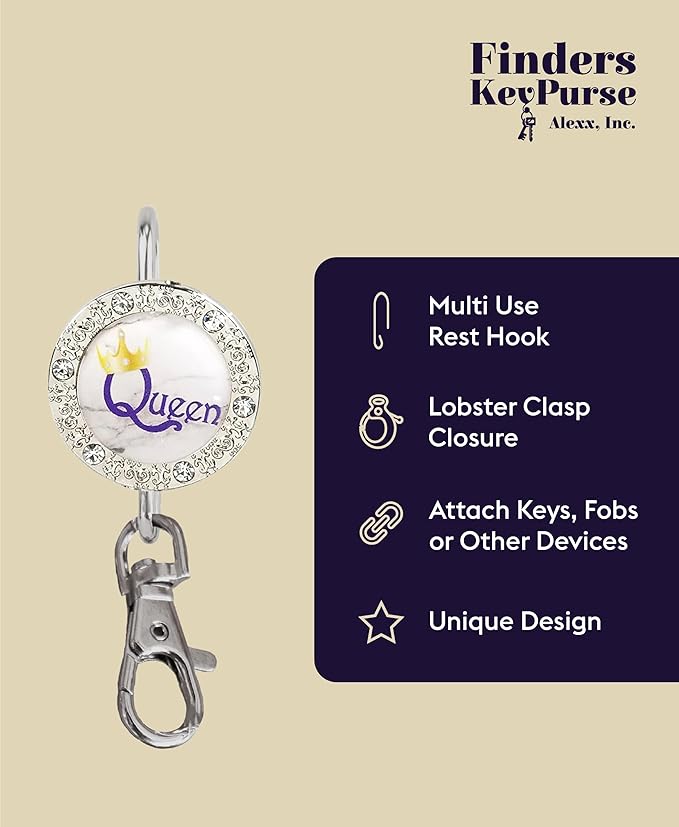 Women’s Bag Charm Key Finder, Car Keychain Hook, Cute Purse Organizer & Tote Bag Accessories, Gifts for Mom - Bling