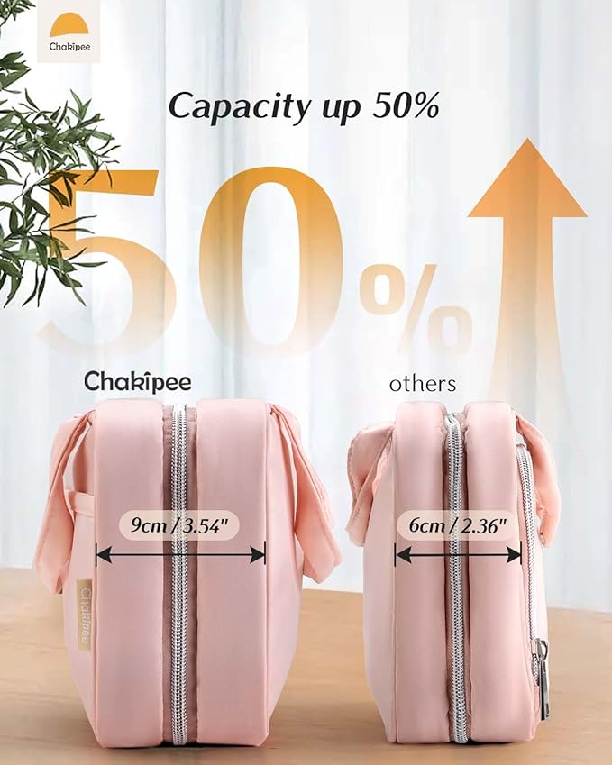 Travel Hanging Toiletry Bag for Women - Waterproof Cosmetic Organizer with Clear Window, Lightweight Bathroom Bags for Essentials, Makeup, Shampoo, Toiletries Pink, Medium