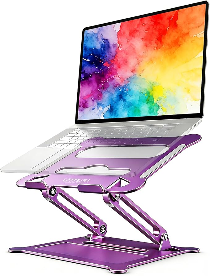 Urmust Laptop Notebook Stand Holder Adjustable Laptop Stand Portable Computer Riser Compatible with MacBook Air Pro HP Dell XPS Lenovo All Laptops 10-15.6"(Purple)