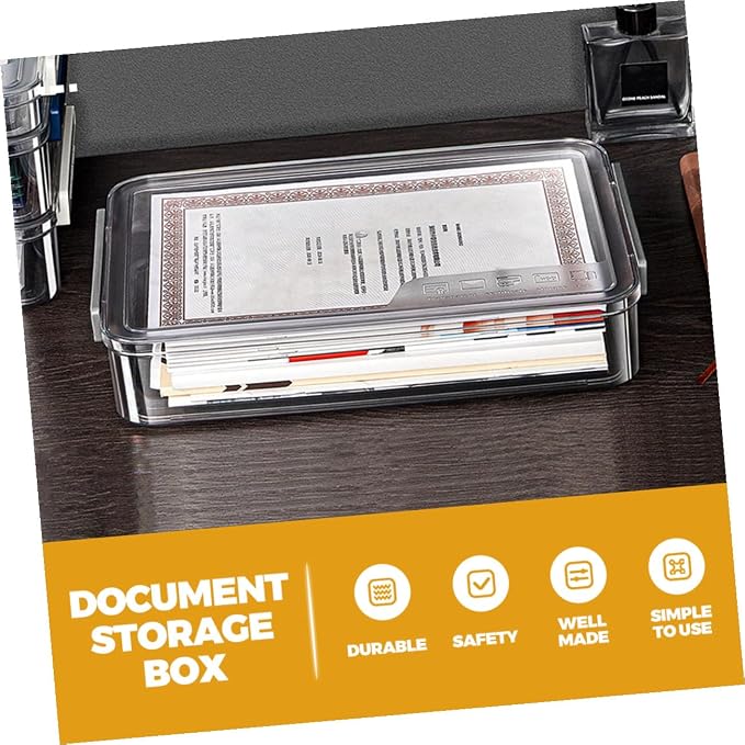 Transparent Document Paper Organizer Box Stackable File Storage Holder with Snap-tight Buckle Pet Plastic Desktop File Cabinet for Office Home School Use