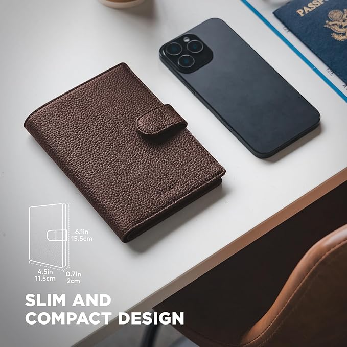 VULKIT Leather Passport Wallet for 2 Passports Slim Double Passport Holder RFID Blocking Passport Travel Wallet with ID Window for Women