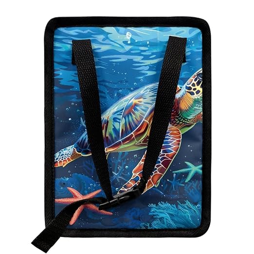 Biyejit Car Trash Can with Sea Turtles Starfish Print Car Garbage Can Car Waste Basket, Leak-Proof Car Trash Bin, Car Trash Hanging Car Accessories Interior Car Organizer Bag