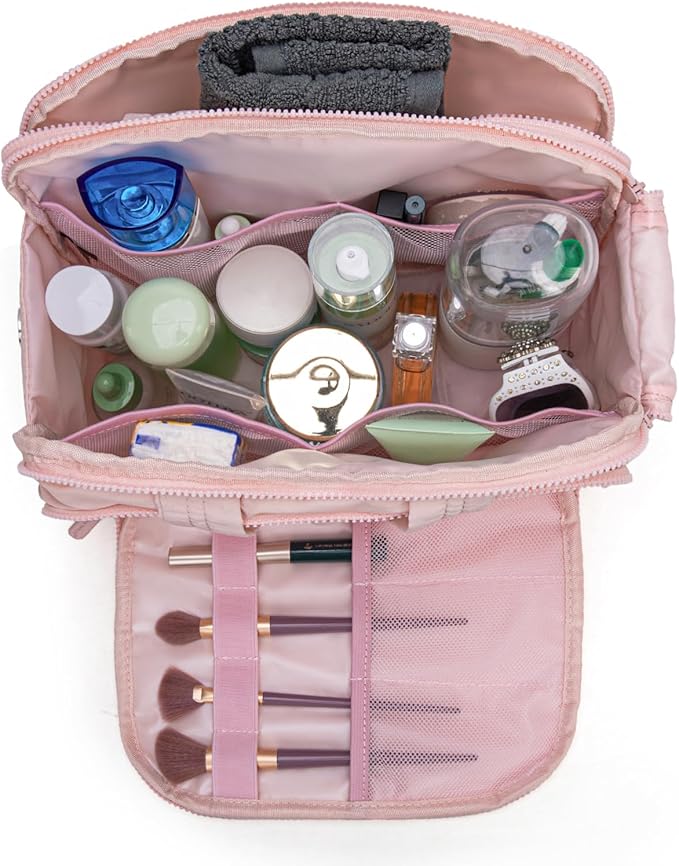 Montana West Travel Toiletry Bag for Women, Large Capacity Makeup Organizer, Lightweight Puffy Cosmetic Bag with Waterproof Lining, Front & Back Zipper Pockets, Travel Essentials Bag