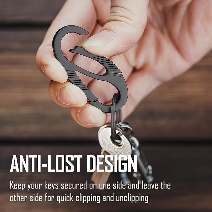 KeyUnity Titanium Carabiner Keychain Clip, Dual-Gate Quick Release EDC Key Ring Holder Organizer for Men and Women