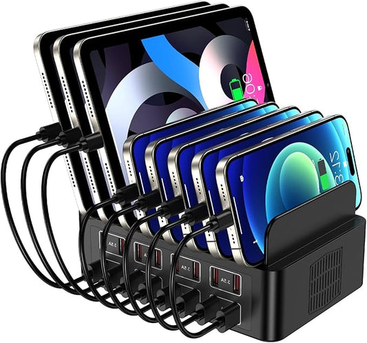 Charging Station for Multiple Devices, 16 Port USB Fast Charging Station, 175W Ipad Charger Station, Multiple Charger Organizer Compatible with Smartphones, Tablets and Other Devices
