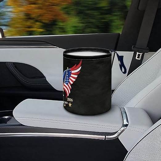 250TH Anniversary of America Flag Eagle Car Front Seat Can Foldable Auto Console Center Back Seat Garbage Container Bag Kitchen Rubbish Bin Fashion Vehicle Organization Basket
