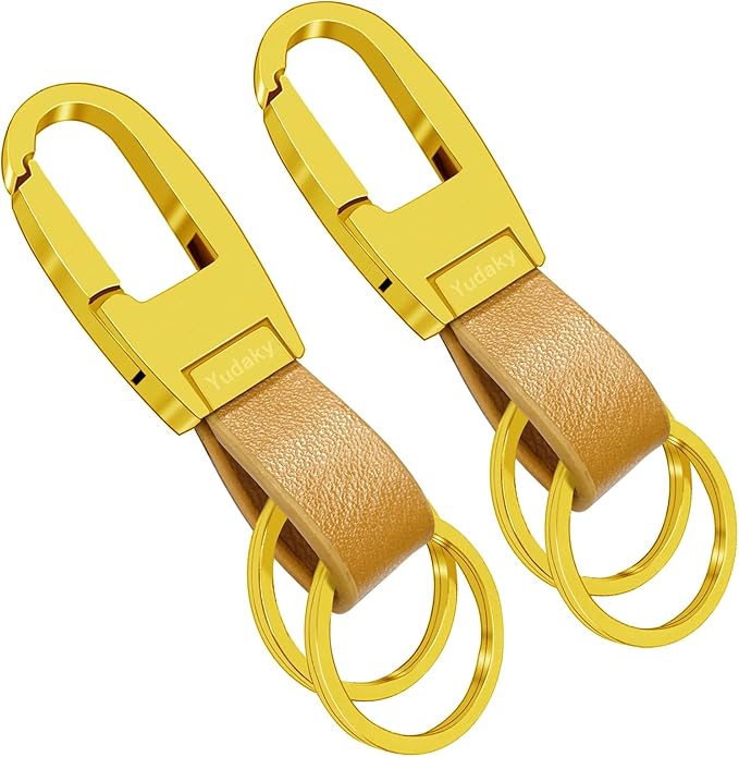 Key Chain Leather Heavy Duty Car Keychain for Men and Women 2 Pack