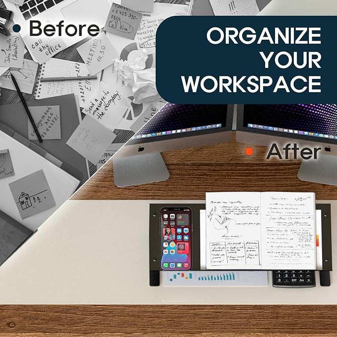 J JAKCUBE Design Tablet Drawing Stand, Desk Organizer Smartphone Book Stand, Black Metal Phone Charging Docking Station Reading Display Holder Organizer, Document Copy Notebook Holder -MK294E